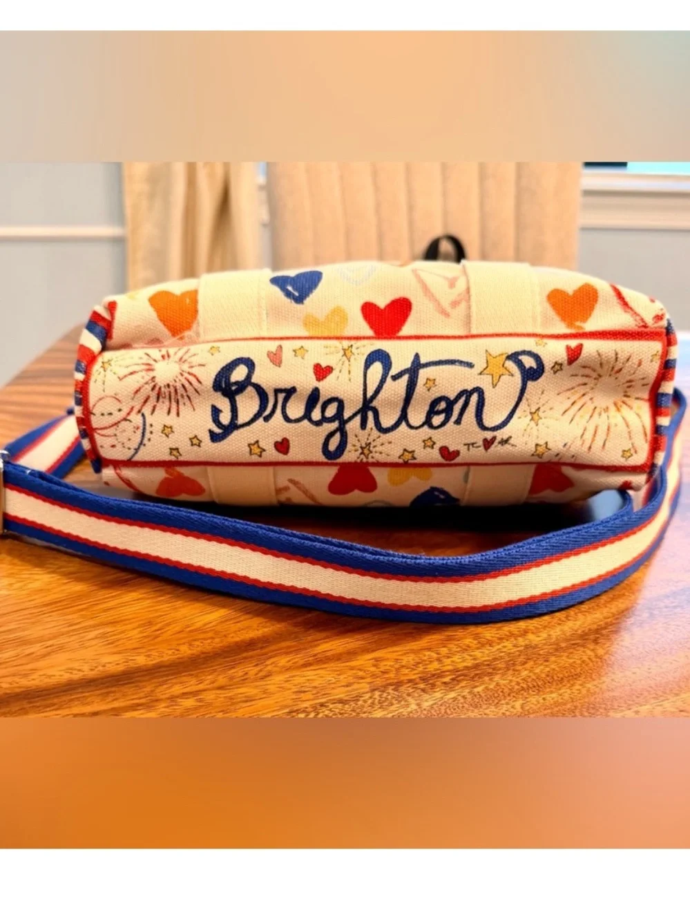 Brighton Love Heart Print Canvas Tote in Cream, Red,‎ Blue, Yellow, Pink